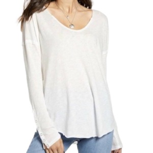 NWT Free people white knit V neck tee
